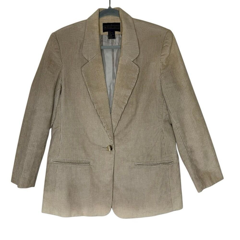Vintage Herman Geist Women’s Classic Camel Corduroy One Button Blazer Size 10